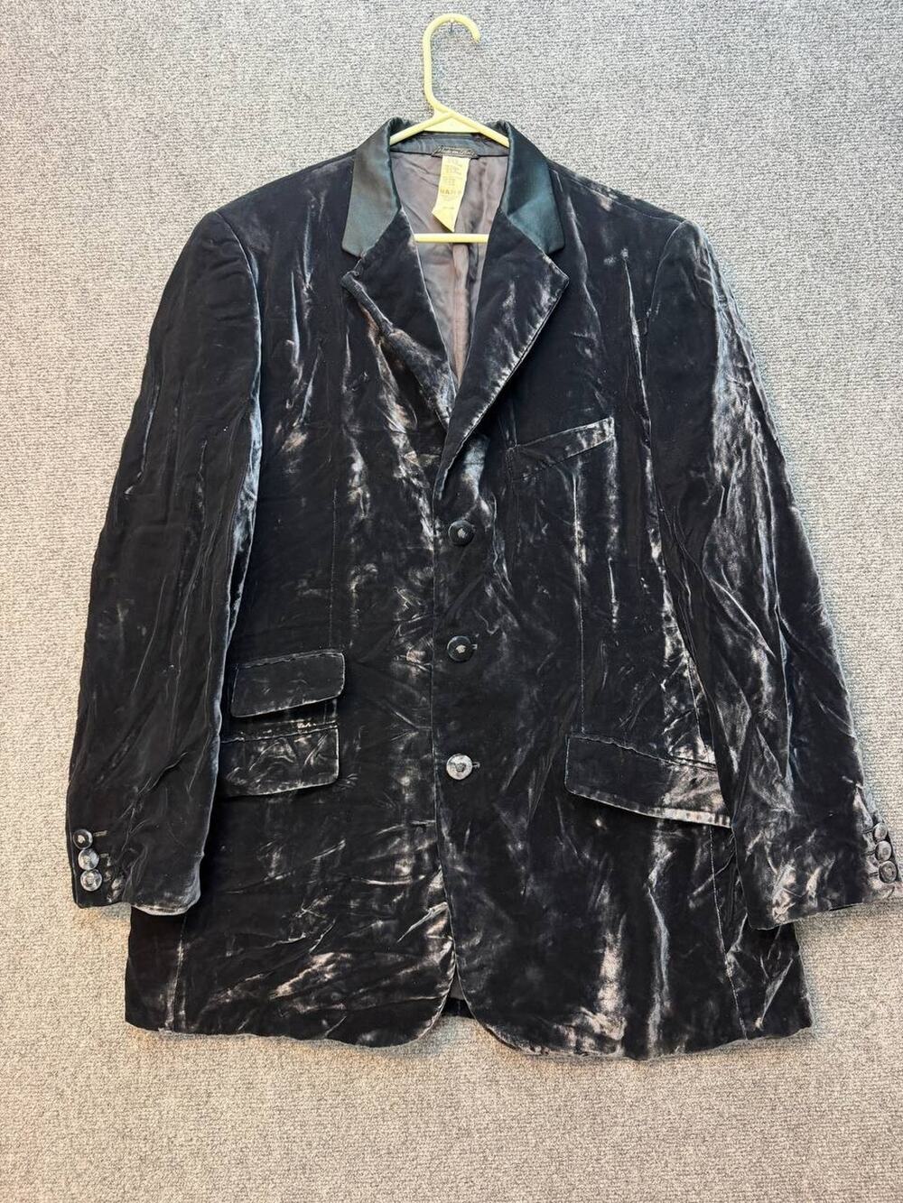 Vintage Gianni Versace Black Blazer Mens Size 52 L Distressed Italy JacketVelour